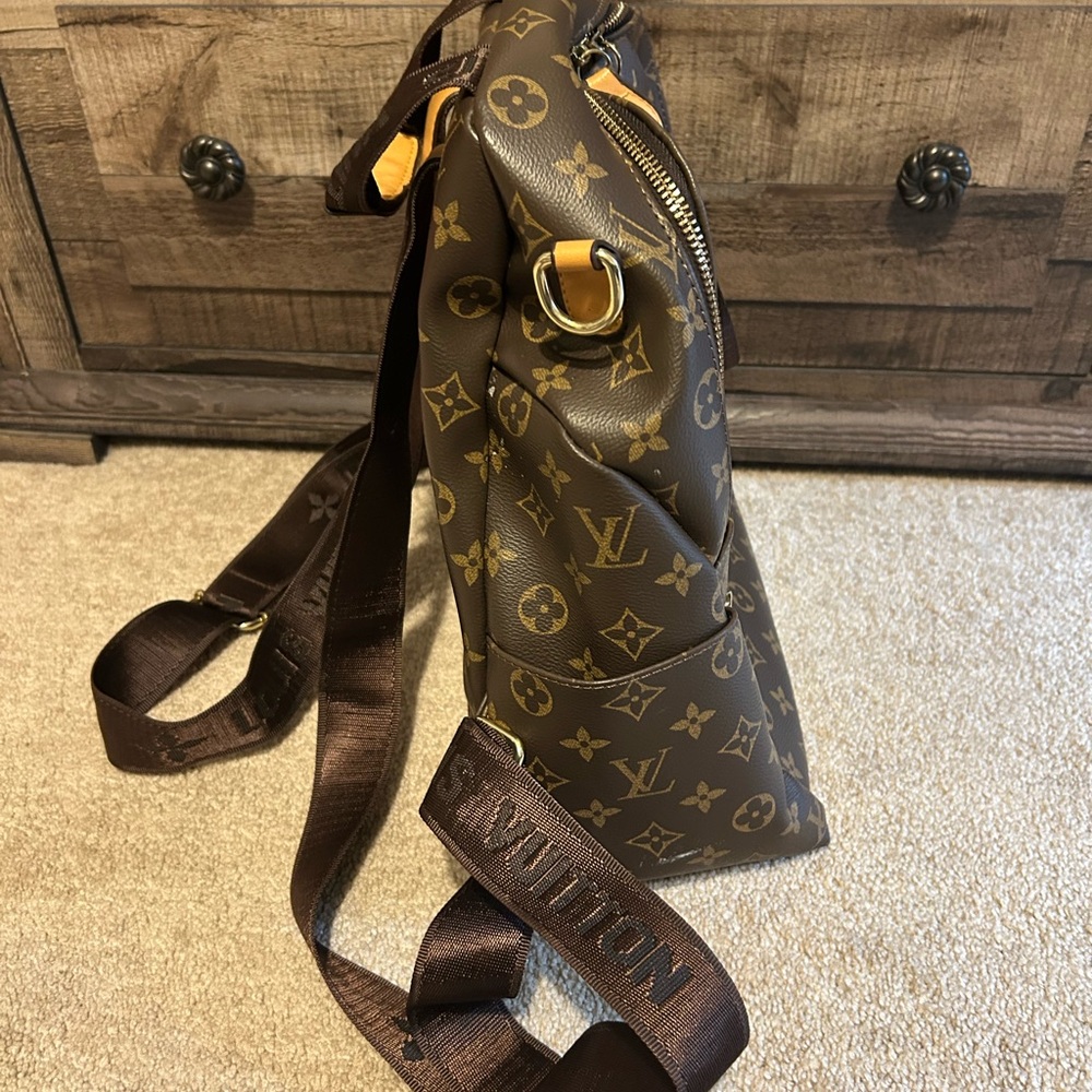 Luxury Inspired Brown Monogram Backpack Gold Hard… - image 9